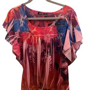 Apt 9 Women's Floral Butterfly Top Size 1X
